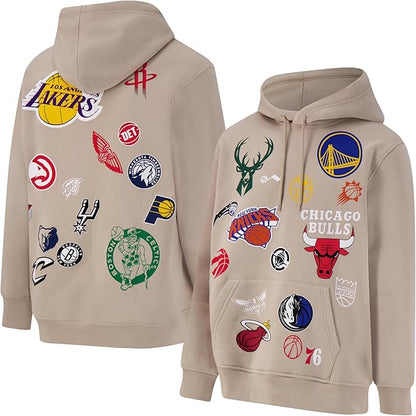 Ultra Game Men's NBA Official Super Soft Multi-Team Hoodie Sweatshirt, Multi Team, Sand|Multi Team