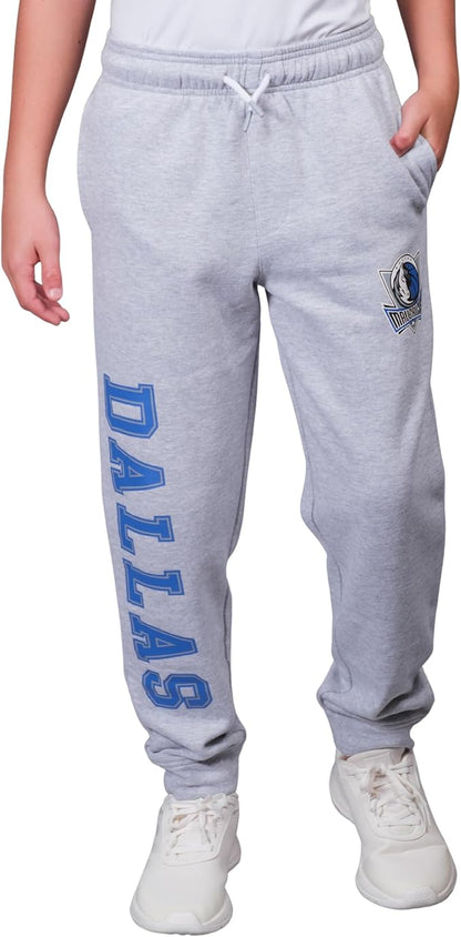 Ultra Game Youth's NBA Official Super Soft Game Day Jogger Sweatpants, Dallas Mavericks, Heather Gray|Dallas Mavericks