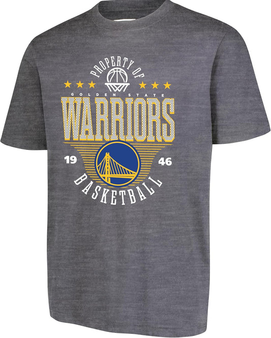 Ultra Game NBA Official Men's Standard Super Soft Mad Props T-Shirt, Golden State Warriors, Heather Charcoal|Golden State Warriors