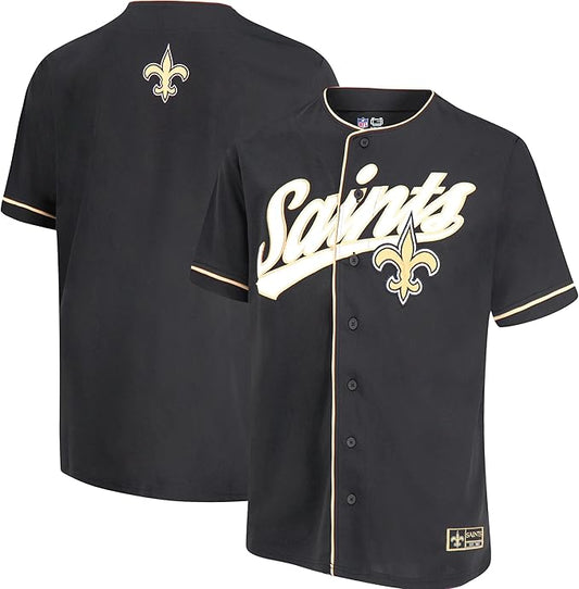 Ultra Game NFL Official Adults Game Day Button Down Baseball Mesh Jersey Shirt - Unisex, New Orleans Saints, Team Color|New Orleans Saints