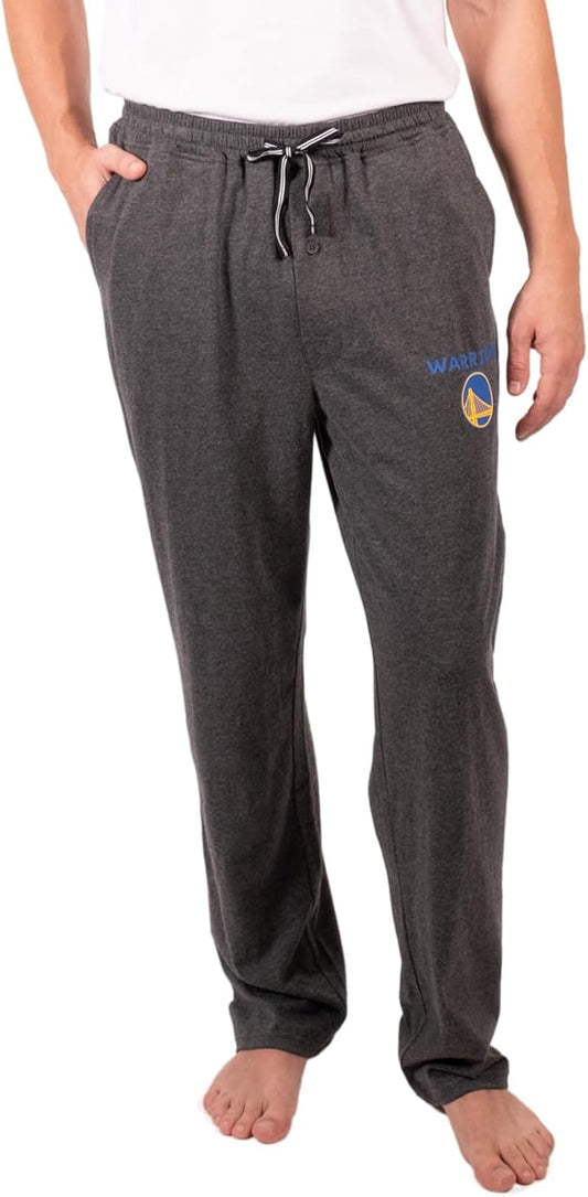 Ultra Game Men's NBA Official Sleepwear Super Soft Pajama Loungewear Pants, Golden State Warriors, Heather Charcoal 23|Golden State Warriors