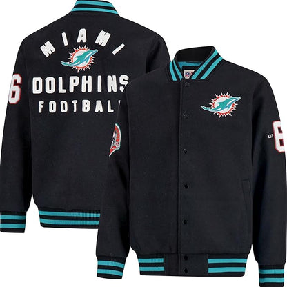 NFL Official Adults Classic Varsity Coaches Jacket Coat - Unisex|Miami Dolphins