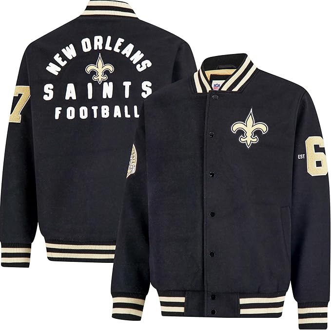 Ultra Game NFL Official Adults Classic Varsity Coaches Jacket Coat - Unisex, New Orleans Saints, Team Color|New Orleans Saints