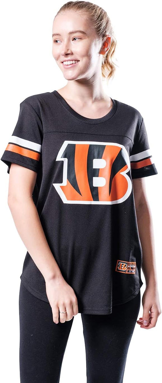 NFL Official Women's Super Soft Mesh Jersey T-Shirt|Cincinnati Bengals