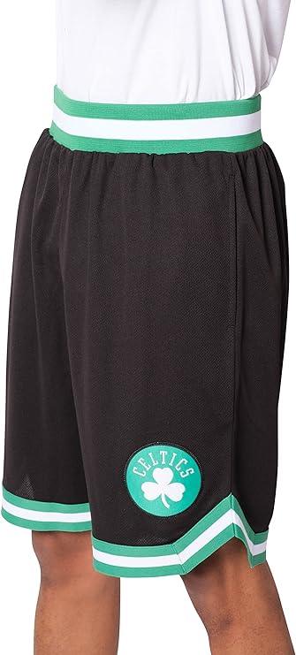 Ultra Game NBA Official Men’s Active Knit Basketball Training Shorts - Unisex, Boston Celtics, Black|Boston Celtics