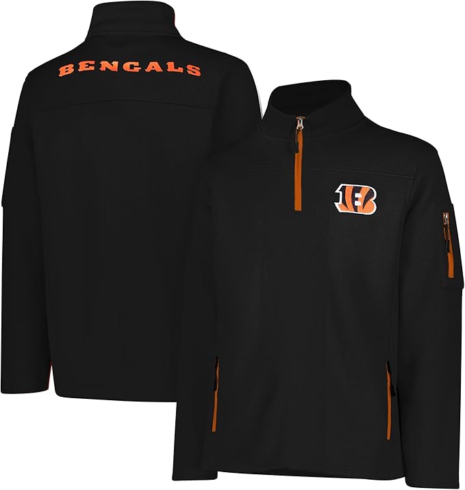 NFL Official Adults Quarter-Zip Super Soft Pullover Sweatshirt with Zipper Pockets - Unisex|Cincinnati Bengals