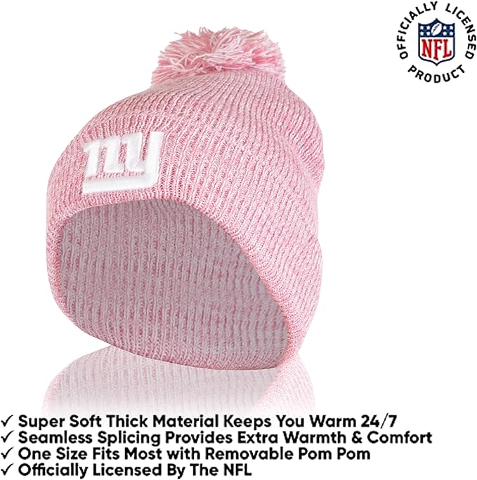 Ultra Game Adults Unisex NFL Official Super Soft Winter Beanie Knit Hat with Extra Warm Touch Screen Gloves|New York Giants