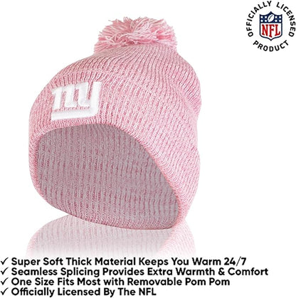 Ultra Game Adults Unisex NFL Official Super Soft Winter Beanie Knit Hat with Extra Warm Touch Screen Gloves|New York Giants