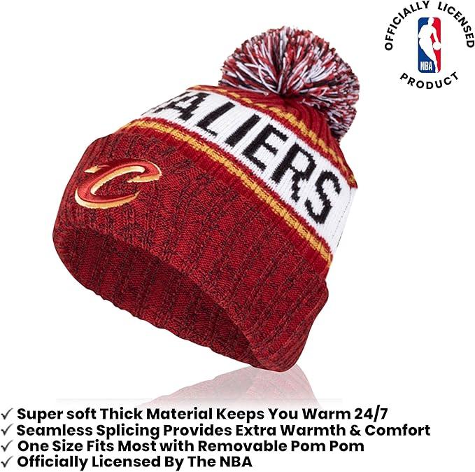 Ultra Game NBA Official Boys Girls Super Soft Winter Beanie Knit Hat With Extra Warm Touch Screen Gloves, Cleveland Cavaliers, Team Color, 1SIZE|Cleveland Cavaliers