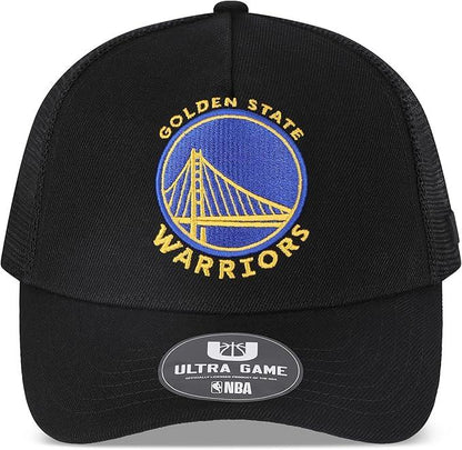 Ultra Game NBA Official Men’s Snap Back All Around The World Trucker Baseball Cap Hat - Unisex, Golden State Warriors, Black Marl, 1SIZE|Golden State Warriors