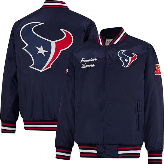 Ultra Game NFL Official Adults Supreme Satin Heritage Jacket, Houston Texans, Supreme Satin|Houston Texans