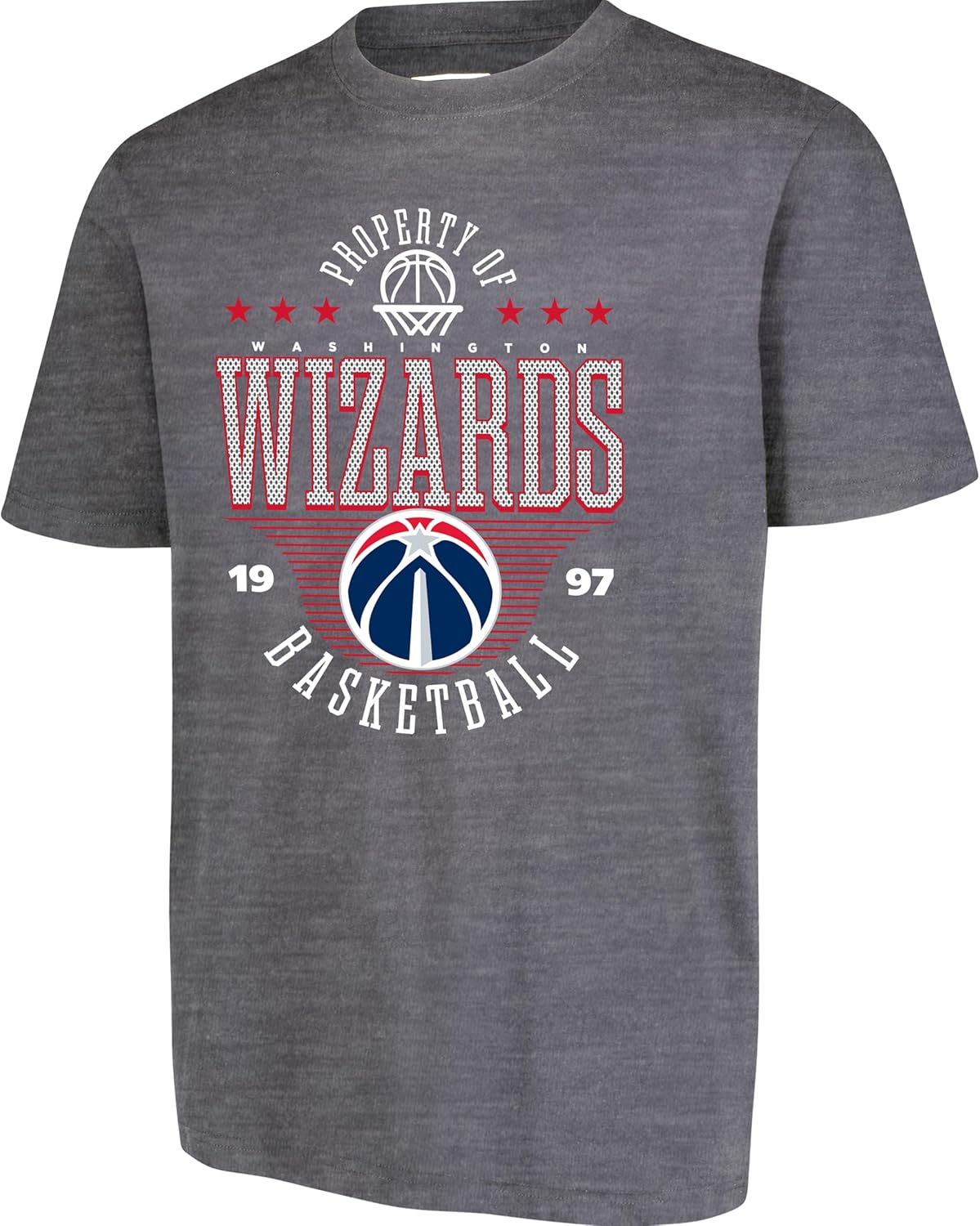 Ultra Game NBA Official Men's Standard Super Soft Mad Props T-Shirt, Washington Wizards, Heather Charcoal|Washington Wizards