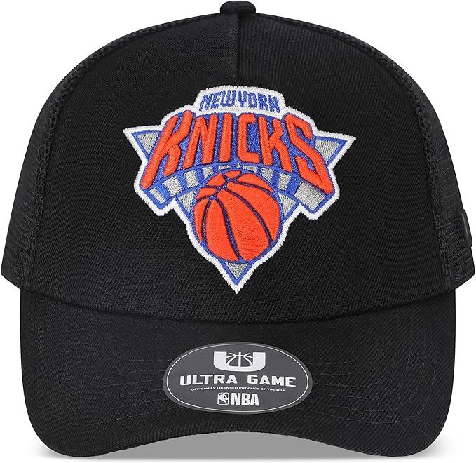 Ultra Game NBA Official Men’s Snap Back All Around The World Trucker Baseball Cap Hat - Unisex, New York Knicks, Black Marl, 1SIZE|New York Knicks