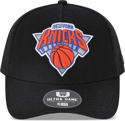 Ultra Game NBA Official Men’s Snap Back All Around The World Trucker Baseball Cap Hat - Unisex, New York Knicks, Black Marl, 1SIZE|New York Knicks