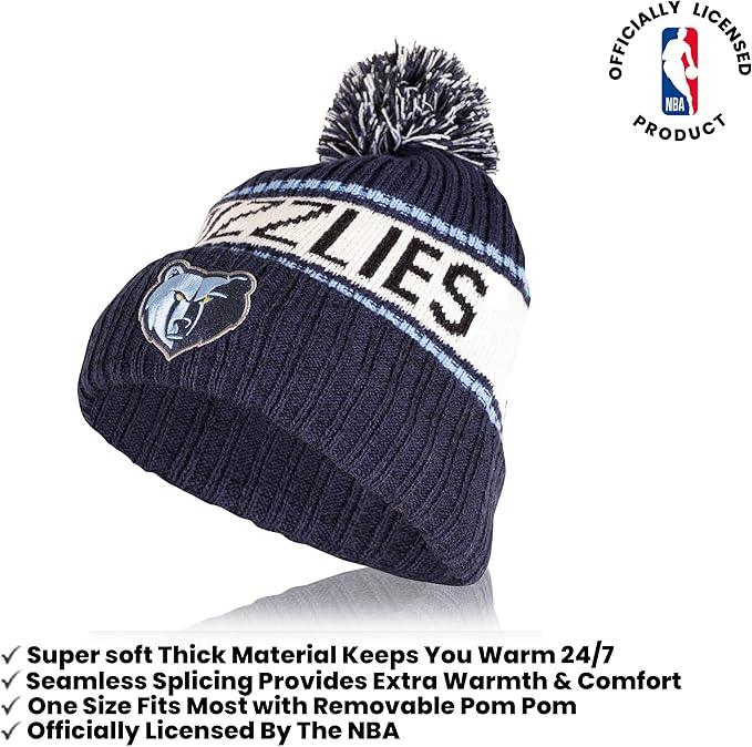 Ultra Game NBA Official Boys Girls Super Soft Winter Beanie Knit Hat With Extra Warm Touch Screen Gloves, Memphis Grizzlies, Team Color, 1SIZE|Memphis Grizzlies