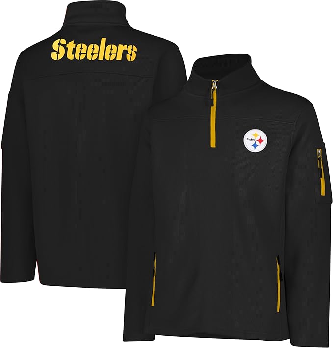 NFL Official Adults Quarter-Zip Super Soft Pullover Sweatshirt with Zipper Pockets - Unisex|Pittsburgh Steelers