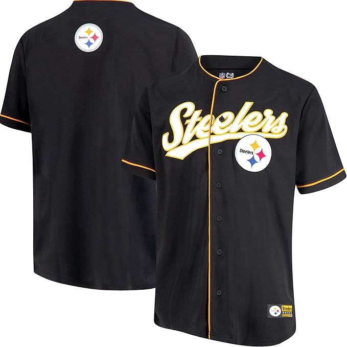 Ultra Game NFL Official Adults Game Day Button Down Baseball Mesh Jersey Shirt - Unisex, Pittsburgh Steelers, Team Color|Pittsburgh Steelers