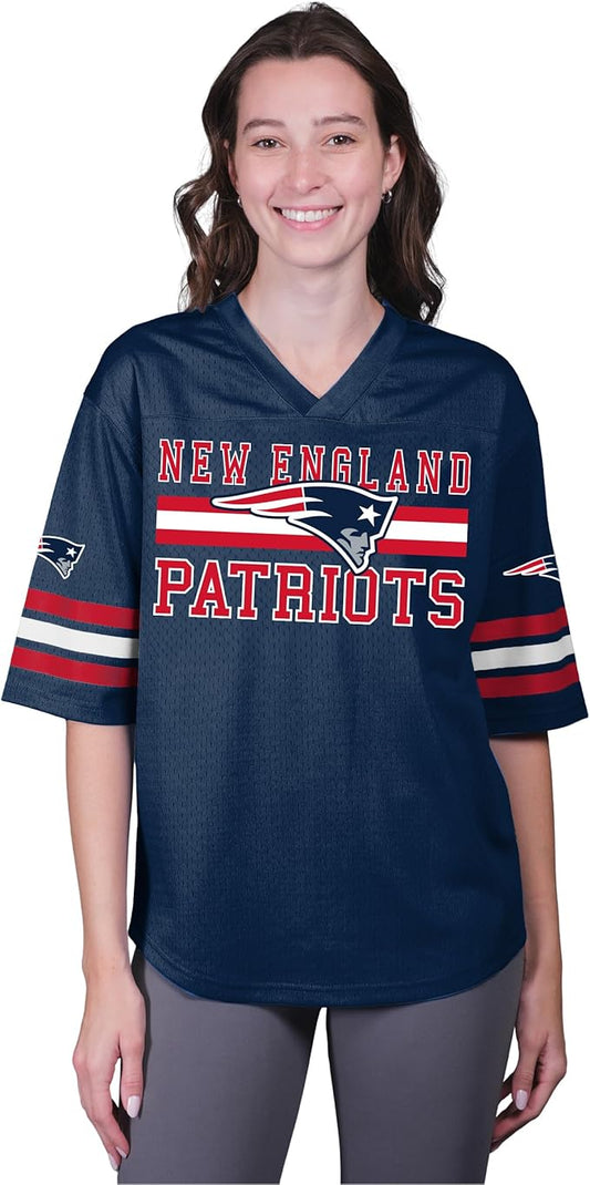 Ultra Game NFL Official Women's Soft Mesh Vintage Gameday Shirt, New England Patriots, Team Color|New England Patriots