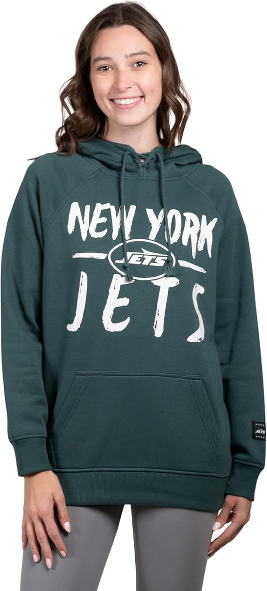 NFL Women's Official Super Soft Tie Neck Pullover Hoodie Sweatshirt|New York Jets