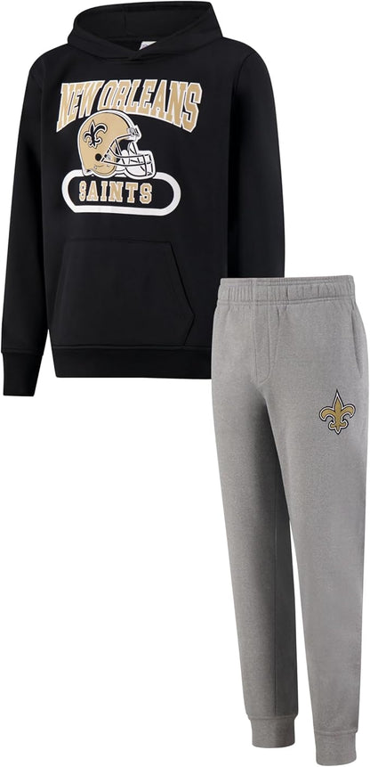 Ultra Game NFL Official Youth Super Soft Jogger & Hoodie Sweatshirt Set, New Orleans Saints, Team Color|New Orleans Saints