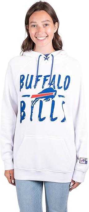 NFL Official Women's Super Soft Tie Neck Pullover Hoodie Sweatshirt|Buffalo Bills