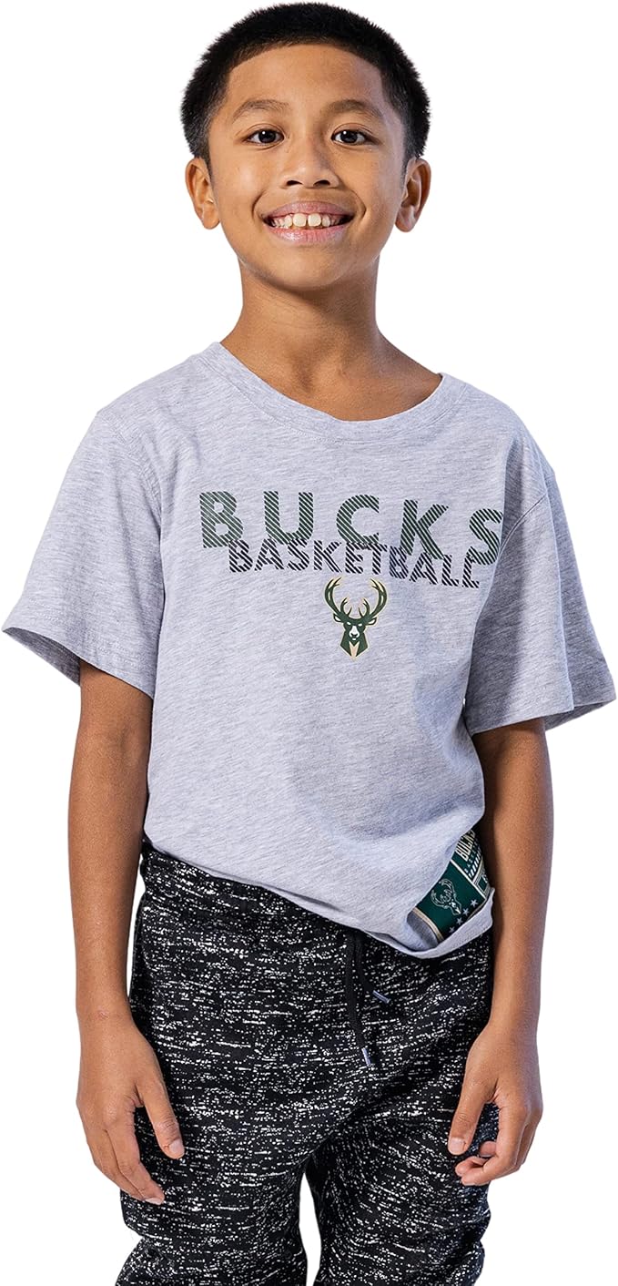 Ultra Game NBA Boy's Coordinating Lounge Pajama Soft T-Shirt, Milwaukee Bucks|Milwaukee Bucks