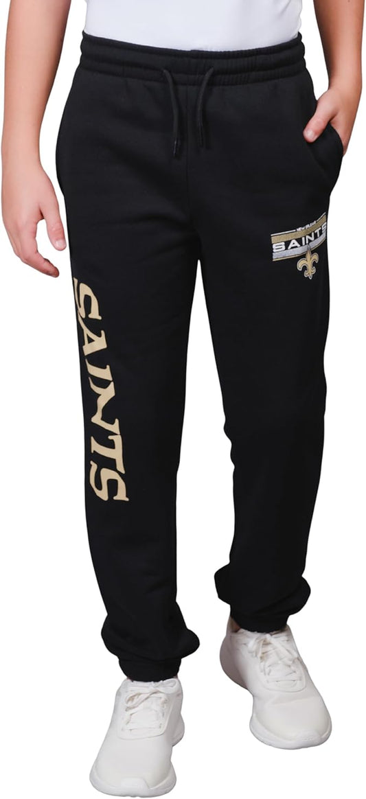 Ultra Game NFL Official Youth Super Soft Game Day Jogger Sweatpants, New Orleans Saints, Black|New Orleans Saints