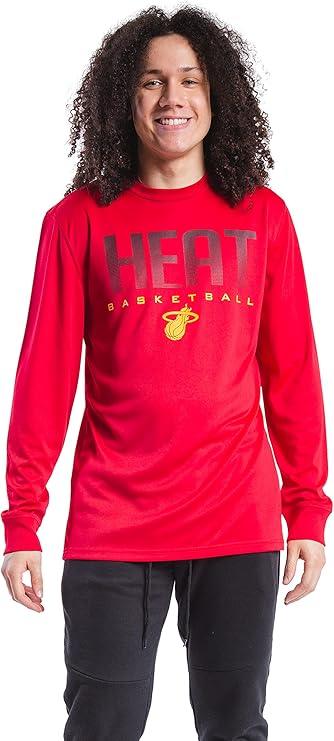 Ultra Game NBA Official Men’s Super Soft Game Day Long Sleeve T-Shirt - Unisex Miami Heat|Miami Heat