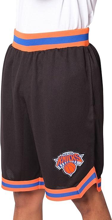 Ultra Game NBA Official Men’s Active Knit Basketball Training Shorts - Unisex, New York Knicks, Black|New York Knicks