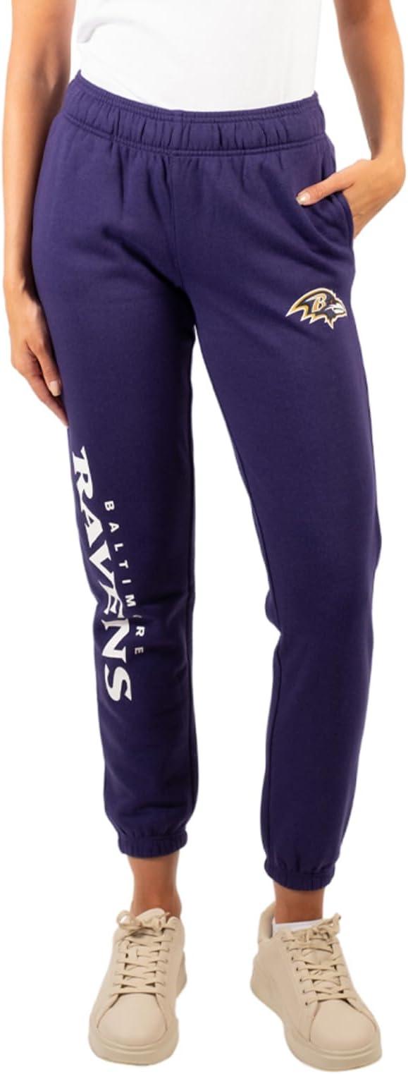 Ultra Game NFL Official Women's Super Soft Fleece Jogger Sweatpants, Baltimore Ravens|Baltimore Ravens