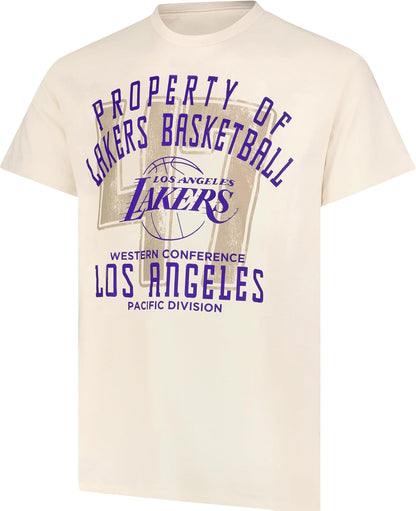 Ultra Game NBA Official Men's Standard Super Soft Nostalgic T-Shirt, Los Angeles Lakers,Cream|Los Angeles Lakers