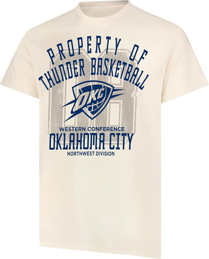 Ultra Game NBA Official Men's Standard Super Soft Nostalgic T-Shirt, Oklahoma City Thunder,Cream|Oklahoma City Thunder