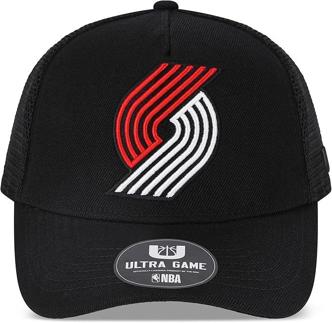 Ultra Game NBA Official Men’s Snap Back All Around The World Trucker Baseball Cap Hat - Unisex, Portland Trail Blazers, Black Marl, 1SIZE|Portland Trail Blazers