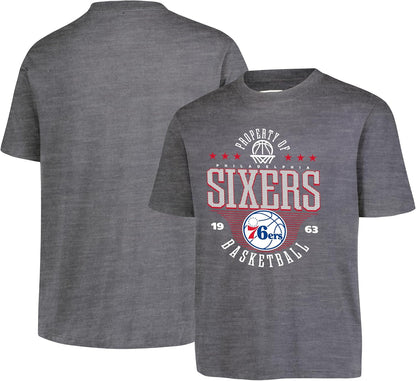 Ultra Game NBA Official Youth Super Soft Mad Props T-Shirt, Philadelphia 76ers, Heather Charcoal|Philadelphia 76ers