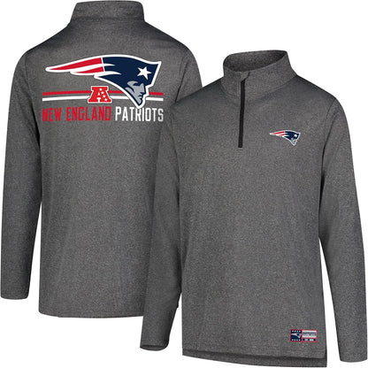 Ultra Game NFL Official Adults Super Soft Quarter Zip Long Sleeve T-Shirt - Unisex New England Patriots|New England Patriots