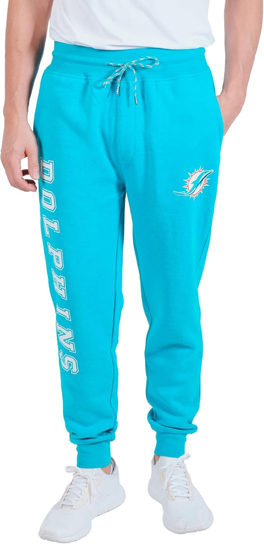 Ultra Game NFL Official Adults Super Soft Game Day Jogger Sweatpants - Unisex, Miami Dolphins, Team Color|Miami Dolphins