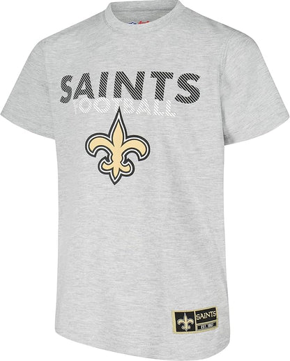 Ultra Game NFL Official Youth Super Soft Game Day T-Shirt, New Orleans Saints, Heather Gray|New Orleans Saints