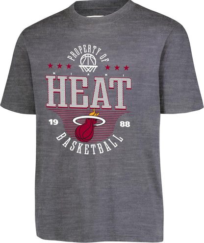 Ultra Game NBA Official Youth Super Soft Mad Props T-Shirt, Miami Heat, Heather Charcoal|Miami Heat