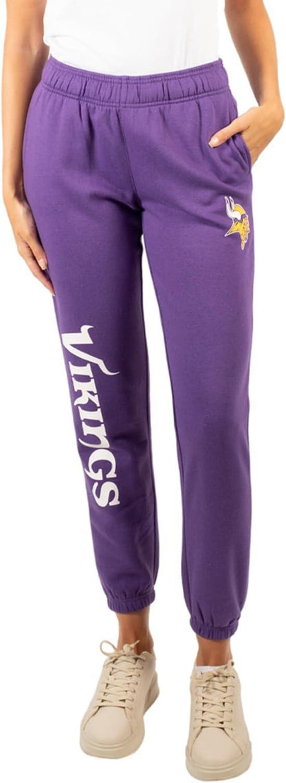 Ultra Game NFL Official Women's Super Soft Fleece Jogger Sweatpants, Minnesota Vikings|Minnesota Vikings