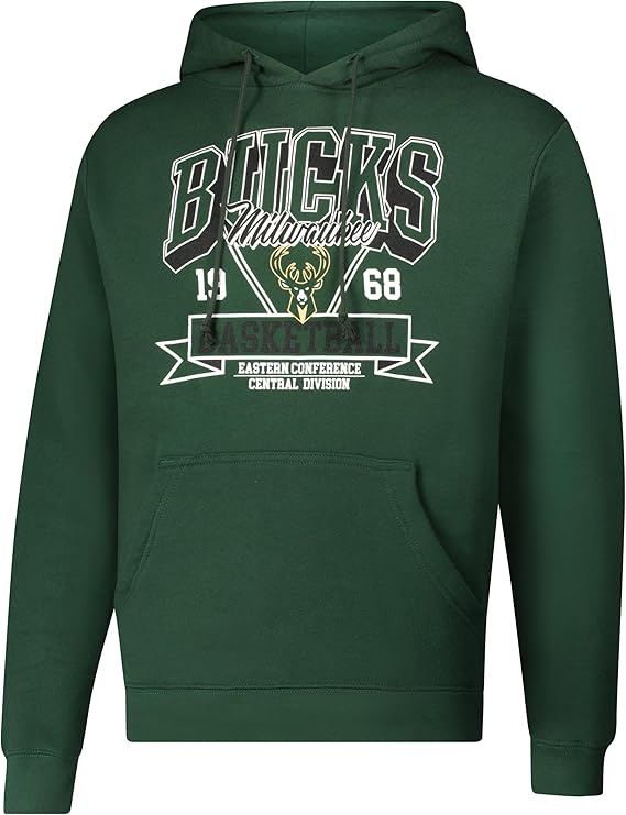 Ultra Game NBA Official Men‚Äôs Standard Super Soft Ace Hoodie Sweatshirt, Milwaukee Bucks, Team Color|Milwaukee Bucks