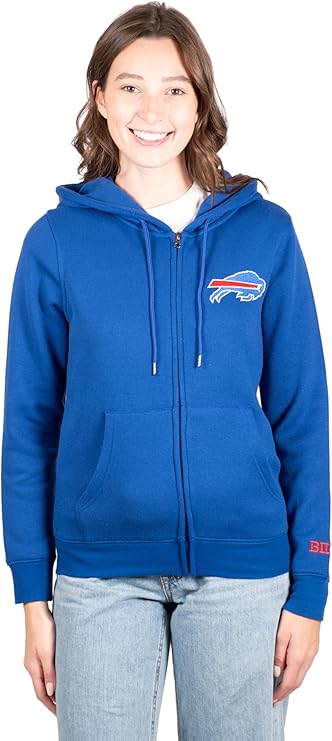 NFL Buffalo Bills Womens Full Zip Soft Marl Knit Hoodie Sweatshirt Jacket|Buffalo Bills