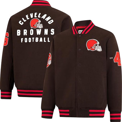 Ultra Game NFL Official Adults Classic Varsity Coaches Jacket Coat - Unisex, Cleveland Browns, Team Color|Cleveland Browns