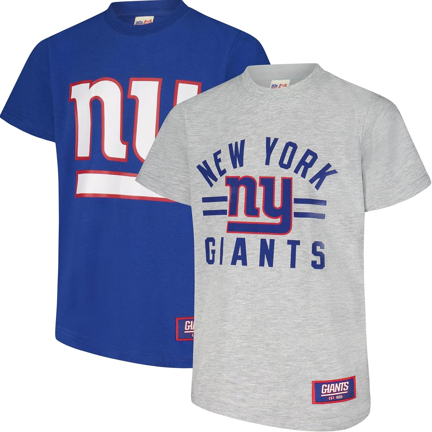 Ultra Game NFL Official Youth Super Soft 2 Pack T-Shirt Set, New York Giants|New York Giants