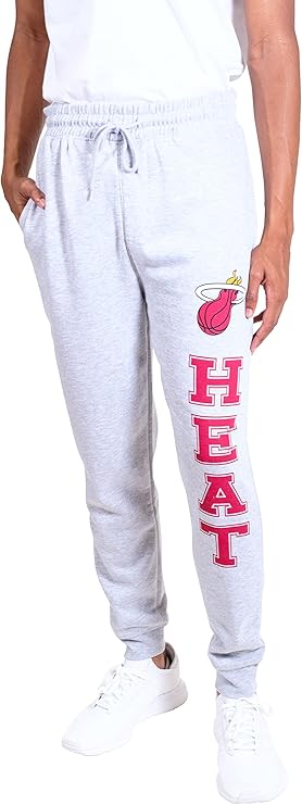 Ultra Game NBA Official Men‚Äôs Super Soft Jogger Sweatpants - Unisex, Miami Heat, Heather Gray|Miami Heat