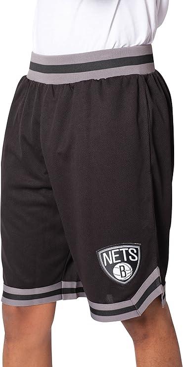 Ultra Game NBA Official Men‚Äôs Active Knit Basketball Training Shorts - Unisex, Brooklyn Nets, Black|Brooklyn Nets