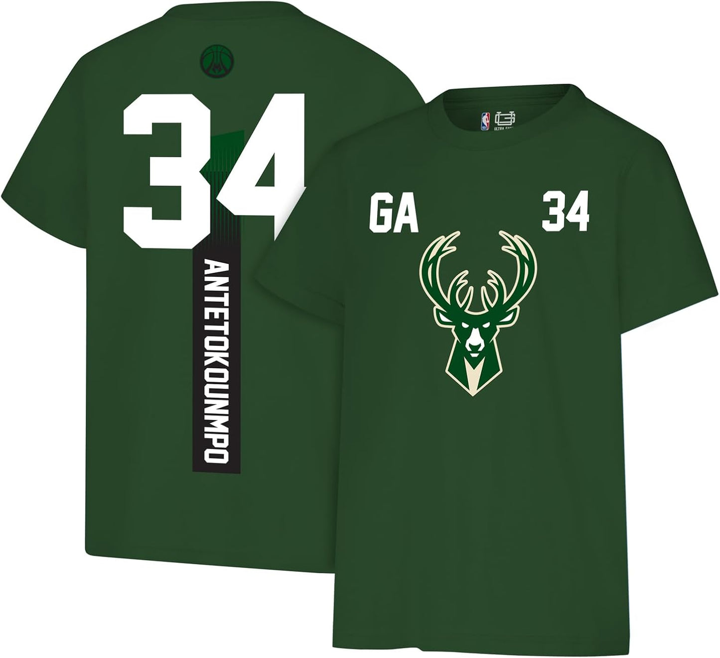 Ultra Game NBA Official Youth Super Soft Fly High Players T-Shirt, Milwaukee Bucks - Giannis Antetokounmpo, Team Color|Milwaukee Bucks - Giannis Antetokounmpo