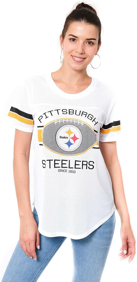 NFL  Womens Soft Mesh Jersey Varsity Tee Shirt|Pittsburgh Steelers