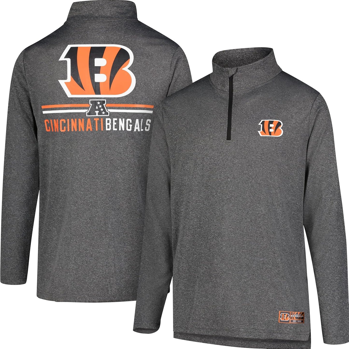 NFL Official Adults Super Soft Quarter Zip Long Sleeve T-Shirt -|Cincinnati Bengals