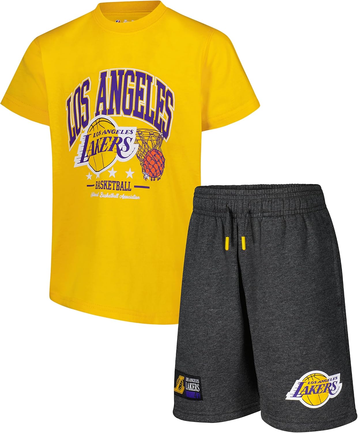 Ultra Game Youth's NBA Official Mad Buckets + Short Set, Los Angeles Lakers, Team Color|Los Angeles Lakers