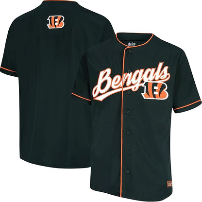 NFL Official Adults Game Day Button Down Baseball Mesh Jersey Shirt - Unisex|Cincinnati Bengals